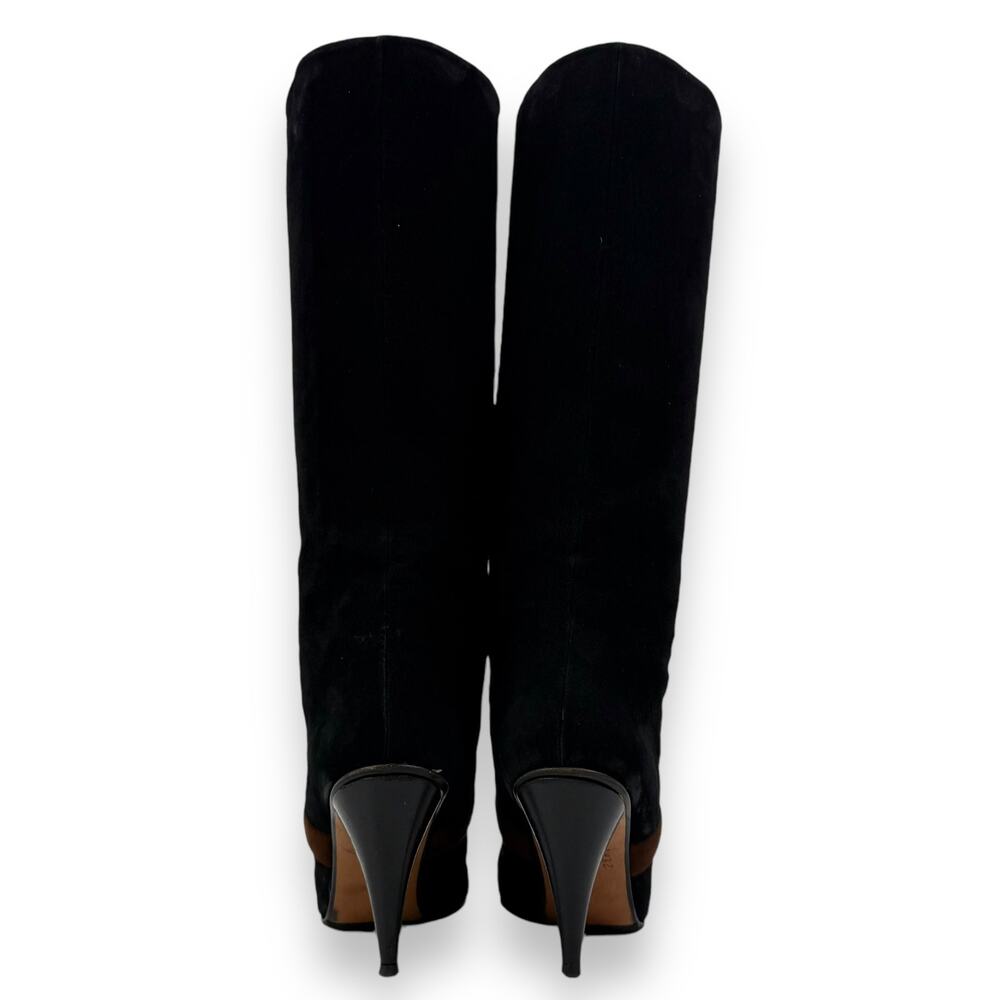 1960's Italian PANCALDI for ERIC COUTURE black and brown suede knee high boots - Picture 4 of 16